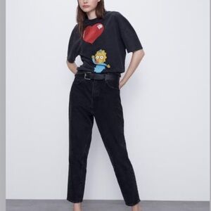 Zara “The Simpsons” Print Maggie Happy Valentine T-shirt Black NWT